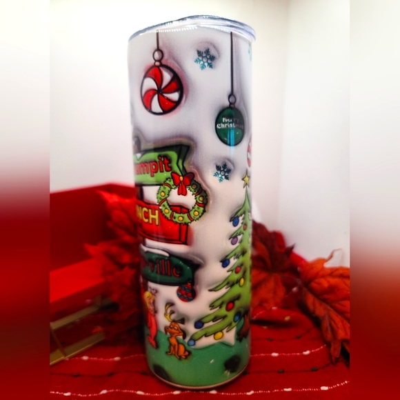 GRINCH 3D Directions Tumbler 20 oz Stainless Steel Cup with Lid - Picture 4 of 4